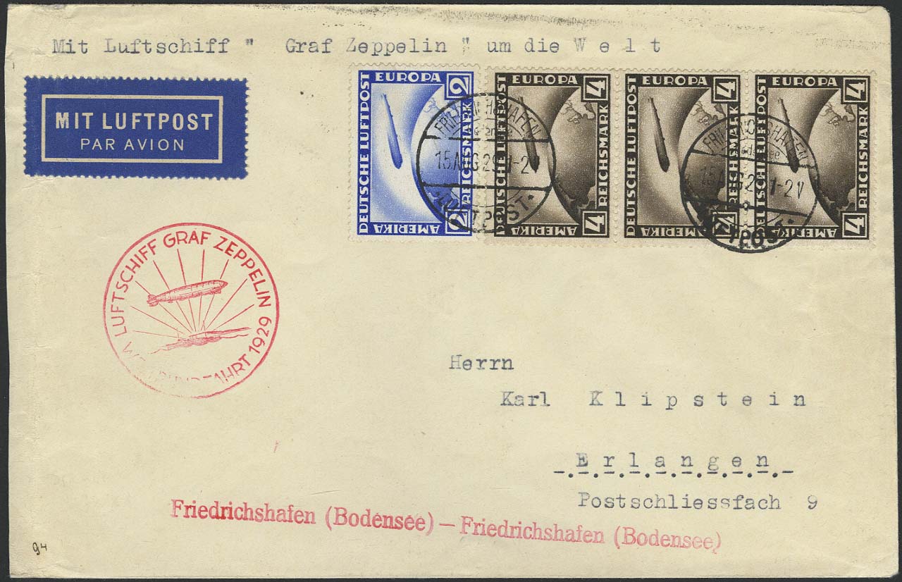 Stamp Auction - zeppelinpost nach sieger LZ 127 - 1929 - Auction 165 ...