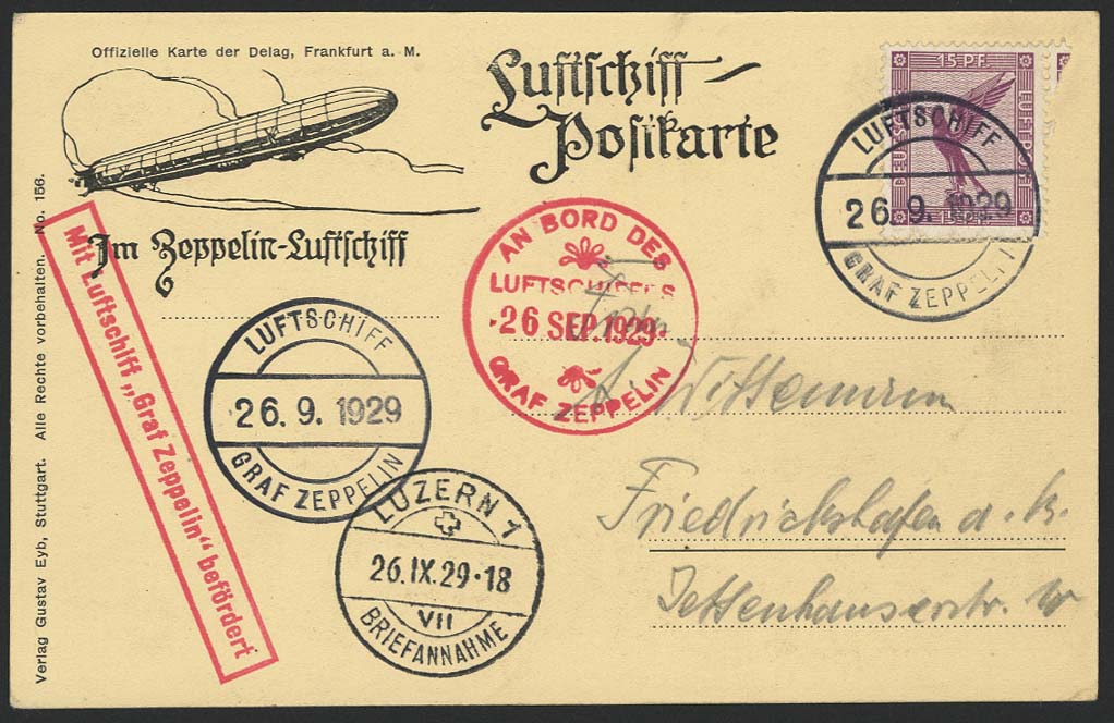 Lot 4174 - zeppelinpost nach sieger LZ 127 - 1929 -  Auktionshaus Ulrich Felzmann GmbH & Co. KG 