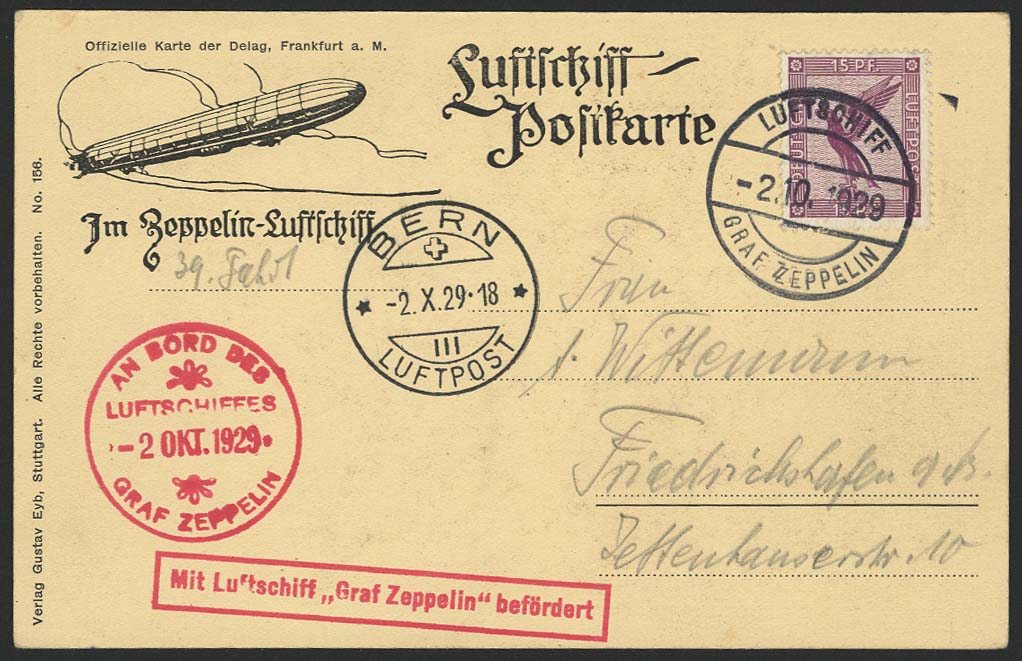 Lot 4185 - zeppelinpost nach sieger LZ 127 - 1929 -  Auktionshaus Ulrich Felzmann GmbH & Co. KG 