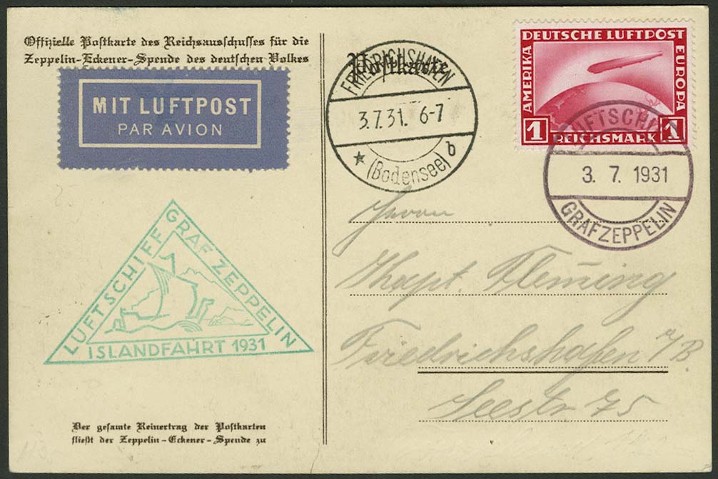 Lot 4265 - zeppelinpost nach sieger LZ 127 - 1931 -  Auktionshaus Ulrich Felzmann GmbH & Co. KG 